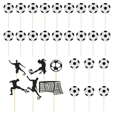 Image of 30 Pieces Football Dessert Inserts, Party Decorations, American Cake Theme Birthday Decorations