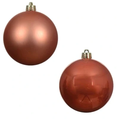 Image of 48 orange christmas baubles spiced pumpkin decorations tree hanging ornament 60mm 6cm matte shiny set autumn halloween baubles.