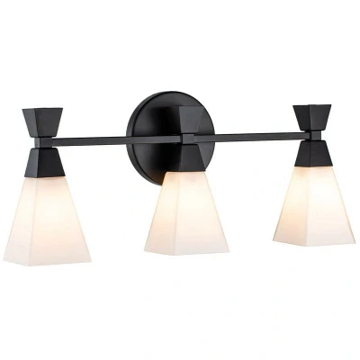 Image of Bowtie 3 Light Bathroom Wall Lamp, Matte Black IP44