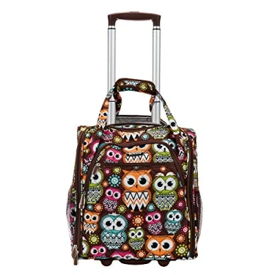 Image of Rockland Melrose Underseat Wheeled Cabin Luggage, owl, Standard Size, Carry On Luggage