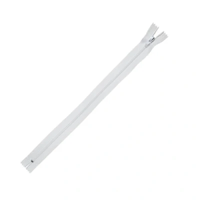 Image of Trimz 60cm ( 23inch) White one Way end Stop Zip with 4mm Teeth 1 Pcs, Polyester, 60 cm