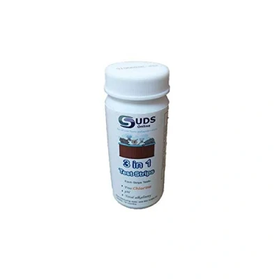 Image of Suds Online 30 x 3 in 1 Chlorine Test Strips for Swimming Pools Spas &amp; Hot Tubs Free Chlorine, pH TA