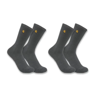 Image of Carhartt Men&#039;s Force Midweight Crew Sock 2 Pack Work, Carbon Heather, Large