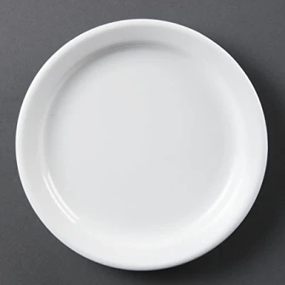 Image of Olympia White Ware Narrow Rimmed Service Plates 180mm Porcelain 12pc
