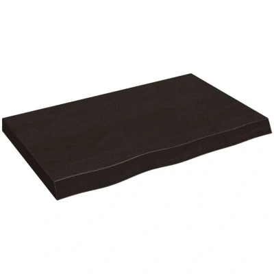 Image of vidaXL Bathroom Countertop Dark Brown 80x50x(2 6) cm Treated Solid Wood