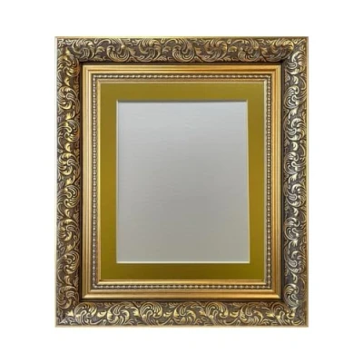 Image of FRAMES BY POST Large Dahlia Gold Picture Photo Frame with Mount A1 Image Size A2 Plastic Glass