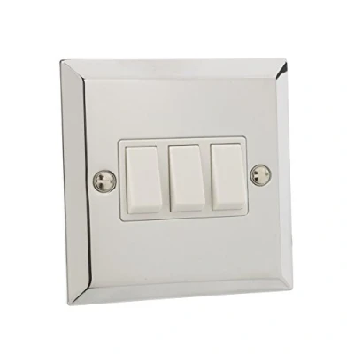 Image of Chrome 10A Triple 3 Gang 2 Way Light Switch [CH643 01]