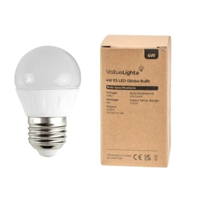 Image of MiniSun Pack of 2 4w LED ES E27 Golfball Energy Saving Long Life Light Bulbs [3000K Warm White]
