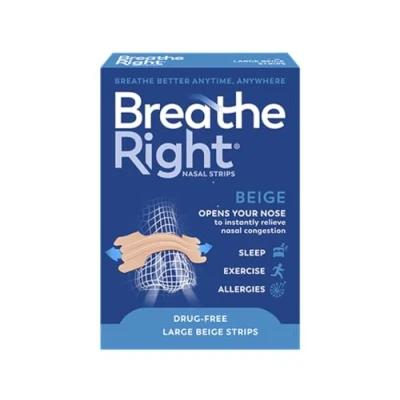 Image of Breathe Right Nasal Strips, Stop Snoring Aids for Men &amp; Women, Large Anti Snore Original Tan, 30 Strips