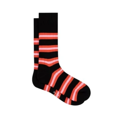 Image of Paul Smith Clap Chunky Knit Socks Stripes Pink Red Black. One Size