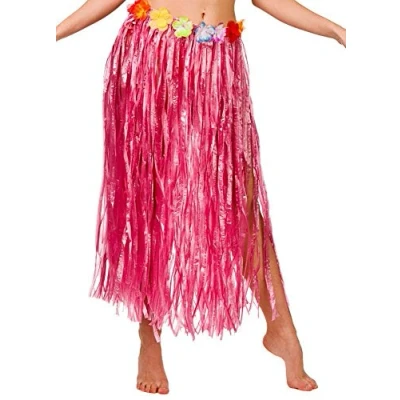 Image of Wicked Costumes Adult Pink Hawaiian Hula Skirt Long (80cm) Plus Size