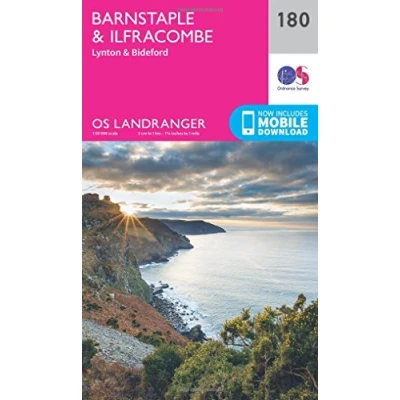 Image of Landranger 180 Barnstaple &amp; Ilfracombe, Lynton Bideford Map With Digital Version