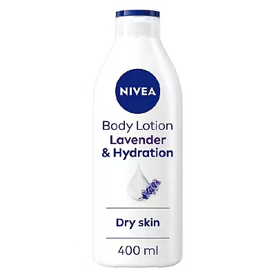 Image of NIVEA Lavender Essentials Body Lotion (400ml), Soothing 72H Hydration Moisturiser for Dry Skin Made with Natural Origin Oils and Scent