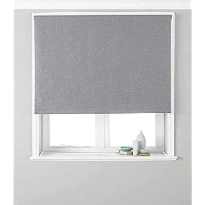 Image of Riva Home Eclipse Blackout Roller Blind, Polyester, Silver, 61 x 162cm
