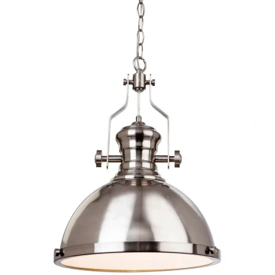 Image of Albion 1 Light Dome Ceiling Pendant Brushed Steel, E27