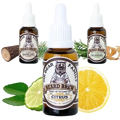 Image of Natural Beard Oil for Men Scented Moisturiser Contains Hydrating Jojoba + Argan Nourishing Mens Softener Healthier Hair Growth (Citrus, 30ml)