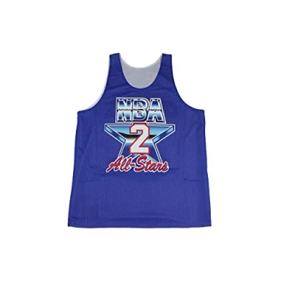Image of Mitchell &amp; Ness Charlotte Hornets Larry Johnson Reversible Mens Mesh Vest Blue Size X Large