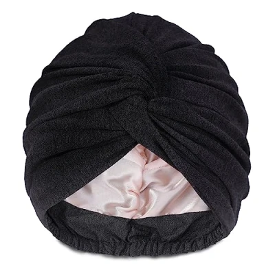 Image of Hat Hut Satin Turban for Women Silk Bonnet Sleep Cap Curly Hair Sleeping Adjustable Head Wrap Twisted (Grey)