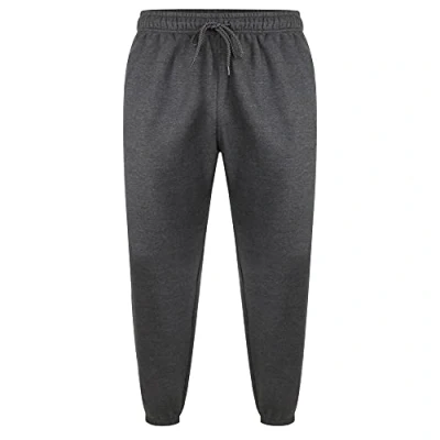 Image of Men&#039;s Fleece Joggers Bottoms with Zip Pockets Trackpant Bottomwear Elasticated Waist Drawstring Sweat Cuffed Regular Fit Casual Gym Sports Charcoal Colour M Size