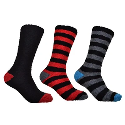 Image of WB Socks Stripey Soft &amp; Warm Men&#039;s Fluffy 3 pair pack