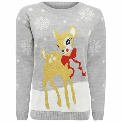 Image of Hamishkane® Kids Christmas Jumpers, Knitted Xmas Snowflake Jumper for Boys, Crew Neck Unisex Sweater Top, Pullover Long Sleeves Reindeer Girls