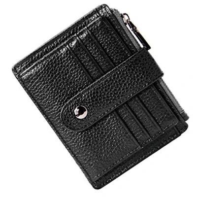 Image of BTNEEU Men Women Leather Credit Card Holder RFID Blocking Slim Wallet, Minimalist Small Wallet with Coin Pocket, Thin Front Pocket Wallets 9 Slots (Black)