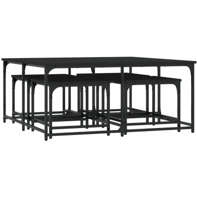 Image of vidaXL Nesting Coffee Tables 5 pcs Black Engineered Wood
