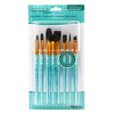 Image of Royal &amp; Langnickel Crafter&#039;s Choice Black Taklon Brush Value Set 15/Pkg, Small to Medium