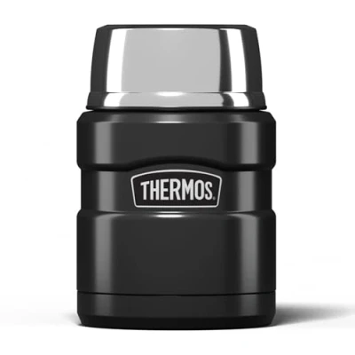 Image of Thermos Stainless King Food Flask, 470ml Capacity Sleek Multi Purpose Flask for Daily Prep Durable Steel with Classic Gun Metal Finish Ideal On the Go Meals &amp; Drinks