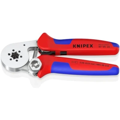 Image of KNIPEX Self Adjusting Crimping Pliers for Wire Ferrules, 0.08 16 mm²/2X10mm², Hexagonal Compression, Tool, Crimper, 97 55 14