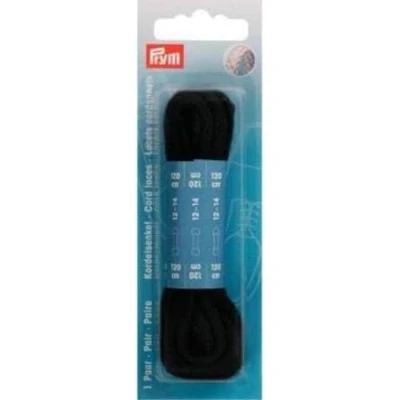 Image of Prym Cord Laces, Black, 120 cm x Ø 5 mm, Schwarz, 2 Stück