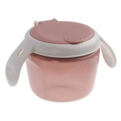 Image of Vital Baby Nourish Toddler Snack Pot 6m+, Berry Pink, On The Go Snacking, Dual Lids, Soft Silicone Slatted Lid, Easy Grip Handles, EarthSmart Biodegradable, BPA Free