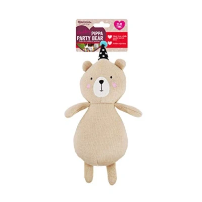 Image of Rosewood Pippa Party Bear, Plush Interactive Dog Toy Beige