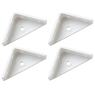 Image of fiXte Corner Brace Brackets Right Angle Cupboards Cabinets Box Making 50mm x (2&quot; 2&quot;) Plastic White (Pack of 4)