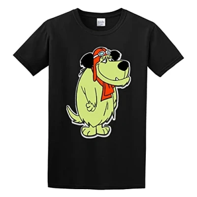 Image of XINYANGDAO Dastardly and Muttley in Their Flying Machines Mens Round Neck Cotton T Shirts Size XL Black