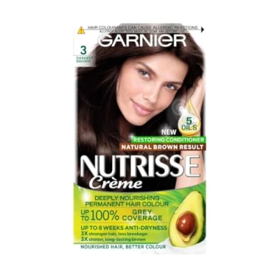 Image of Garnier Nutrisse 3 Darkest Brown Permanent Hair Dye