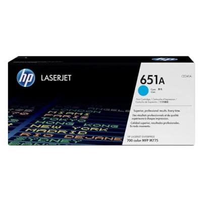 Image of HP 651A Cyan Original LaserJet Toner Cartridge (CE341A)