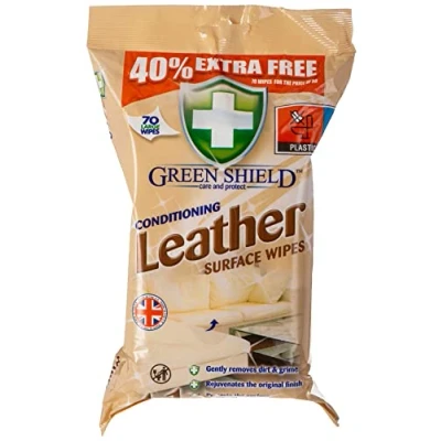 Image of Green shield care and protect conditioning leather surface wipes 70