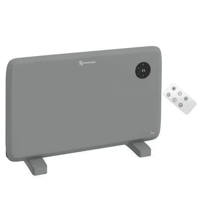 Image of HOMCOM 1200W Electric Panel Heater, Freestanding or Wall Mounted, Convector Heater with LED Display, Open Window Detection, Timer, Overheat Protection, Remote Control, Grey