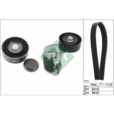 Image of 11287556251, 11287558752, 11287560485, 11287631812, 7556251 V ribbed belt set INA 529 0049 10 Check alternator freewheel clutch &amp; replace if necessary