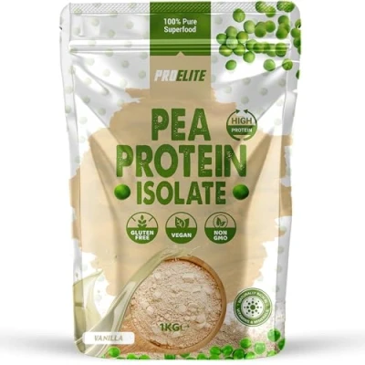 Image of Pea Protein Isolate Powder 1kg Vegan 100% Plant Gluten Free, Vegetarian Shake for Superfood Super Greens Dairy Free Shakes by PROELITE (1KG, Vanilla)