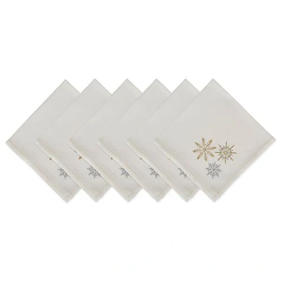 Image of DII Holiday Tabletop Collection, Cotton, Sparkle Snowflakes, 20&quot; x (Set of 6)