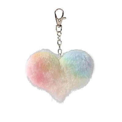 Image of HUAJINGKEJI Fashion Jewelry, Plush Heart Keychain Butterfly Pendant Fluffy Cats Keyring Pom Bag Cell Phone Decoration