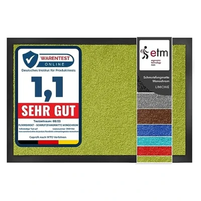 Image of etm Dirt Trapper Door Mat Entrance Monochrome (Green, 40 x 60 cm) Indoor &amp; Outdoor Doormat, Washable Front Non Slip Backing Super Absorbent Floor Rug Barrier