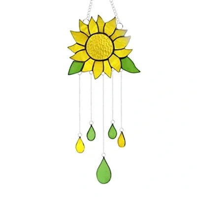 Image of Sunflowers Wind Chimes, Dripping Sunflower Pendant Garden Metal Art Decoration, Hanging Ornaments for Indoor Outdoor Home Patio Garden(Two Styles to Choose)
