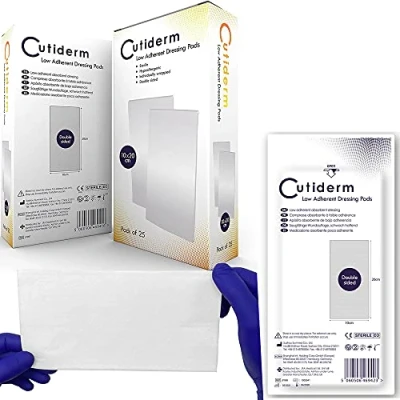 Image of Cutiderm Low Adherent Sterile Absorbent Wound Dressing Pad 10cm x 20cm Box of 25