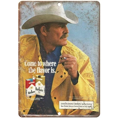 Image of HONGXIN Marlboro Man Cigarette Retro Iron Painting Tin Wall Signs Warning Sign Metal Plaque Poster Art Decoration Bar Cafe Garage Office