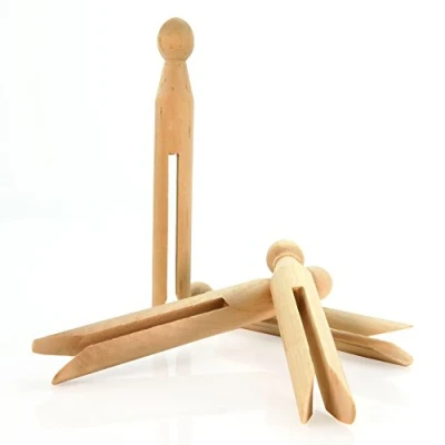 Image of Hangerworld 48 Traditional Wooden Dolly Clothes Garment Pins Pegs Washing Lines