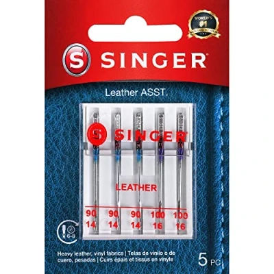 Image of SINGER Leather Sewing Machine Needles, Size 90/14, 100/16 5 Count
