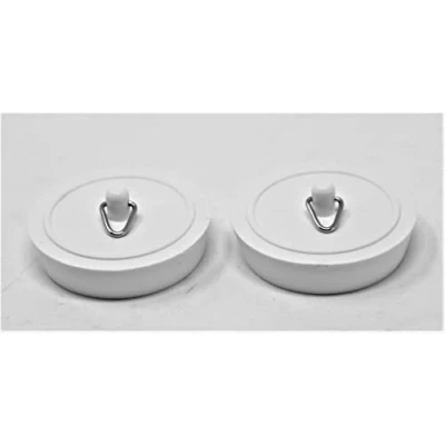 Image of fiXte Replacement Sink Plug Shower Bath Basin Hard Rubber White 45mm 1 3/4&quot; (Pack of 2)